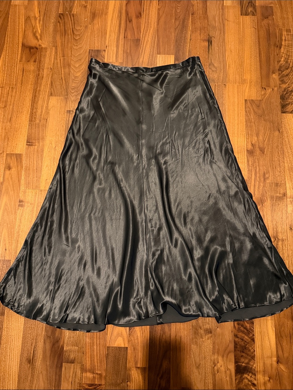 Zara Dark Green Olive Satin A-Line Skirt - Women